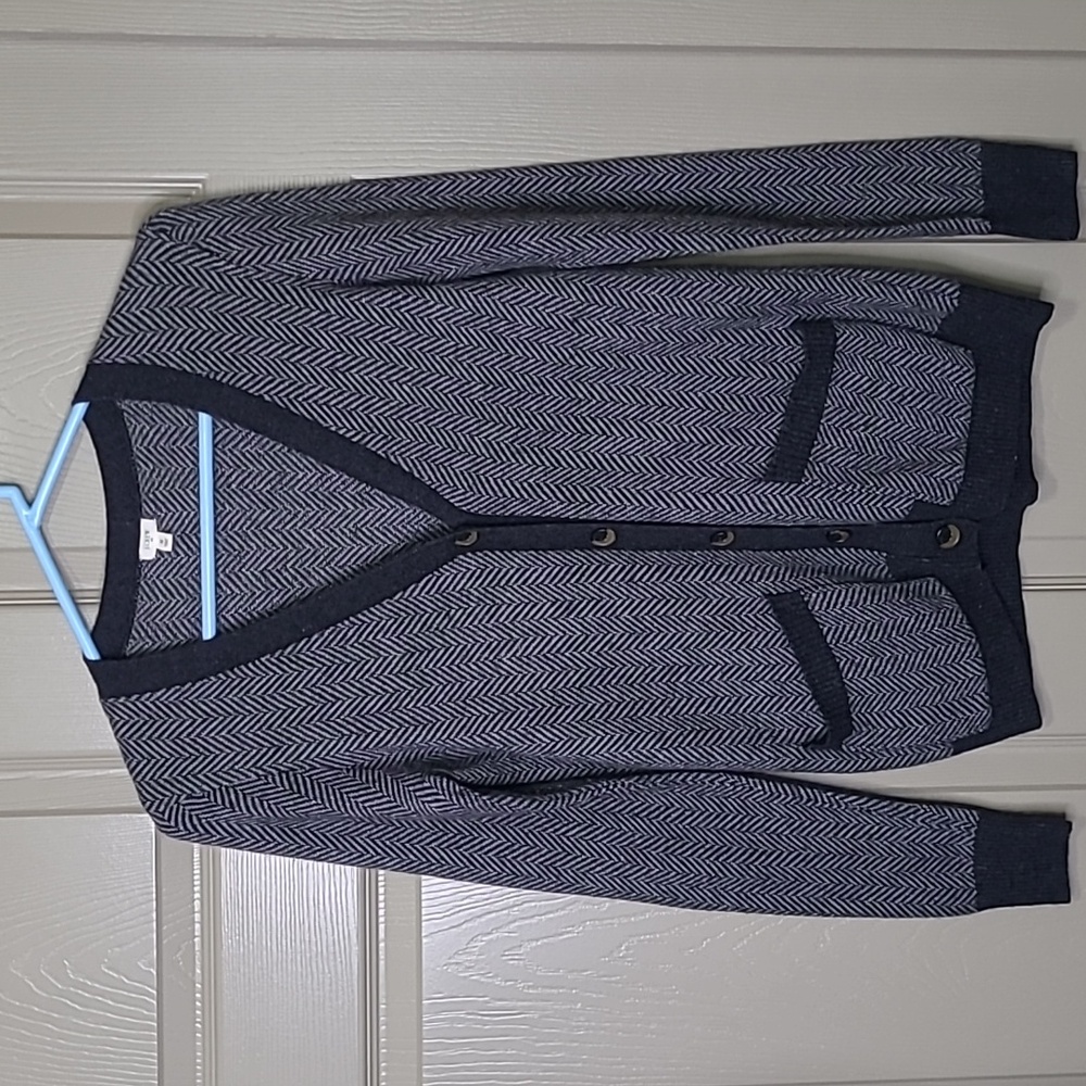 J. Crew herring bone Merino wool and alpaca blend Cardigan size small